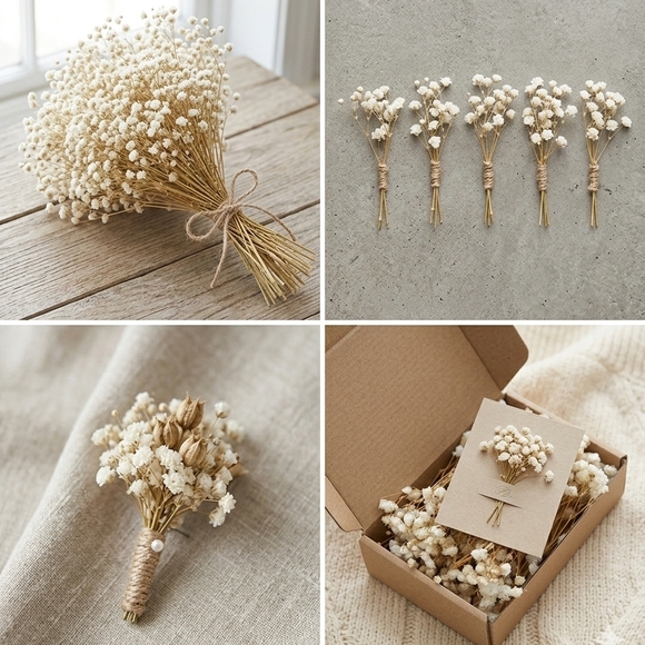 Baby's Breath (Gypsophila) Stem flowers- Dry Flower Bouquet DIY organic Material - Picture 3 of 11